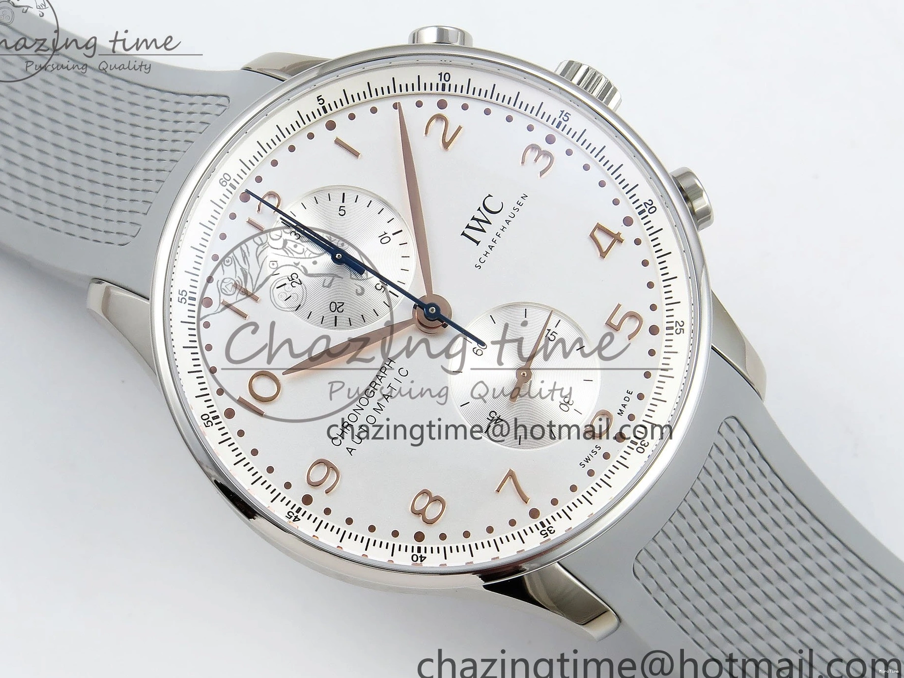 MIROTIME 0212 Portuguese Chrono IW3716 Z+F 1:1 Best Edition White Dial on Gray Rubber Strap A WrinkleFree 7014